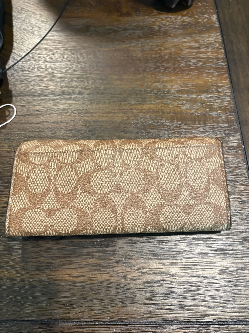 COACH Tan Signature Canvas Continental Wallet with Gold-Tone Emblem - Picture 2 of 7